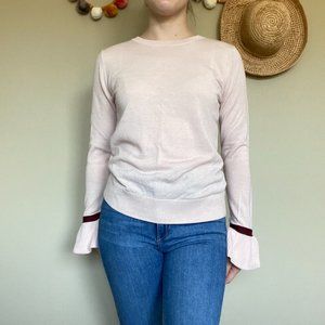 Halogen Ruffle Sleeve Pink Pullover Sweater Size Medium
